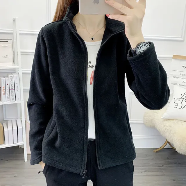 Polar Fleece Jacket Women's Double sided Thickened Sweater Black - Shop at LoveMi