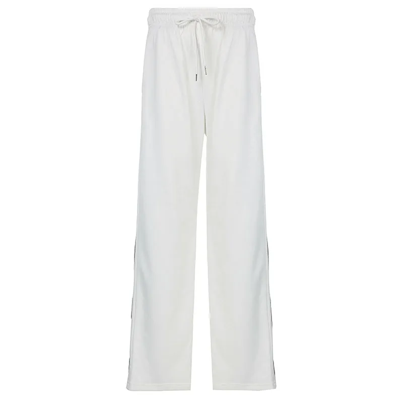 Fashion Casual Set Autumn And Winter Sports Two-piece Ribbon Pullover Sweater High Waist Loose Trousers - Pants