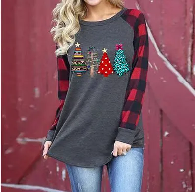 Women's Tops Santa Claus Graphic Print Crew Neck Raglan Long sleeved T shirt Women's Sweater 1 Color - Shop at LoveMi
