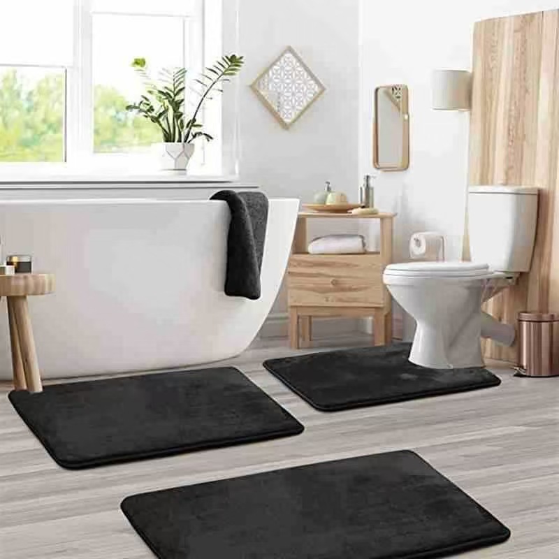 Bathroom Floor Mat Toilet Three-piece Set Coral Fleece Floor Mat