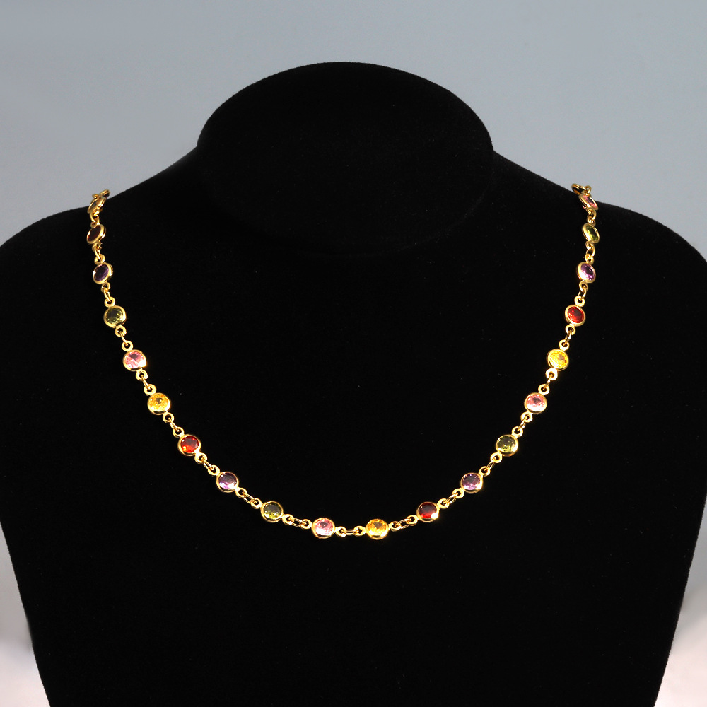Retro-style Colorful Zircon Womens Necklace