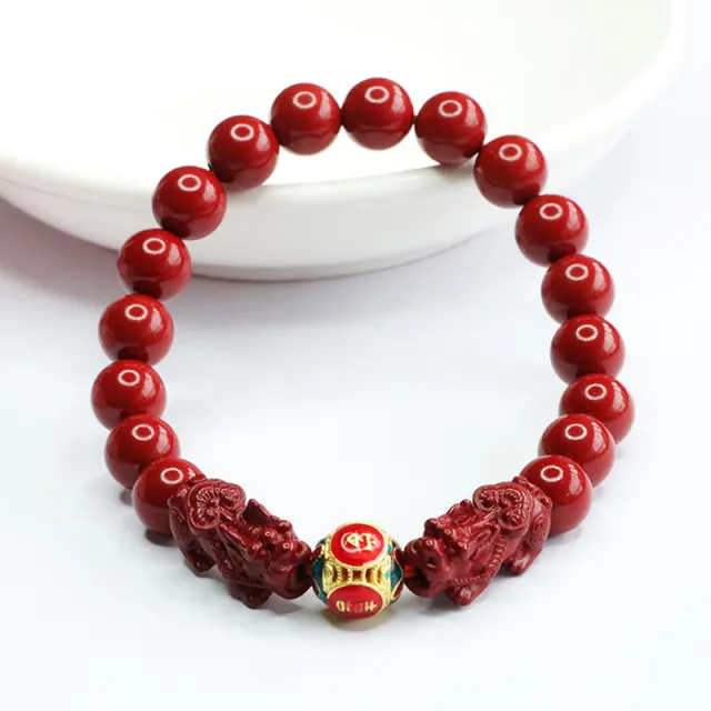 Cinnabar Double Pixiu Women's Bracelet Pixiu Bracelet - Shop at LoveMi