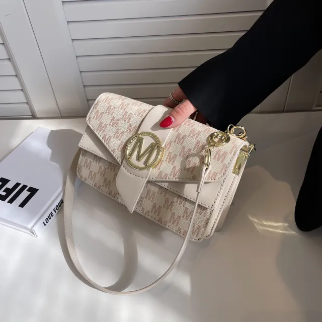 Niche Personality Printed Letter Shoulder Messenger Bag Beige - Shop at LoveMi