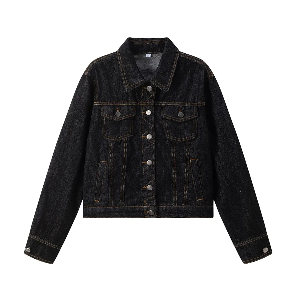 Retro Black Denim Clothes Jacket - Black