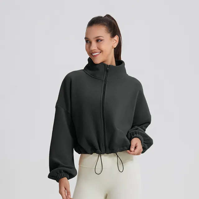 Warm Sports Thickening Loose Lapel Slimming Casual Sweatshirt Gray - Shop at LoveMi