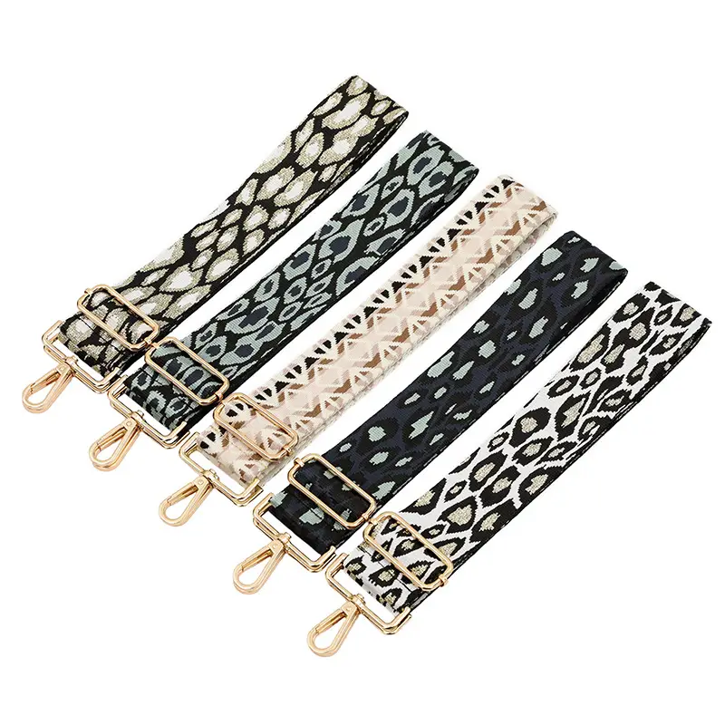 Gold Leopard Print Shoulder Strap Accessories Women's Bag Crossbody Adjustable Strap