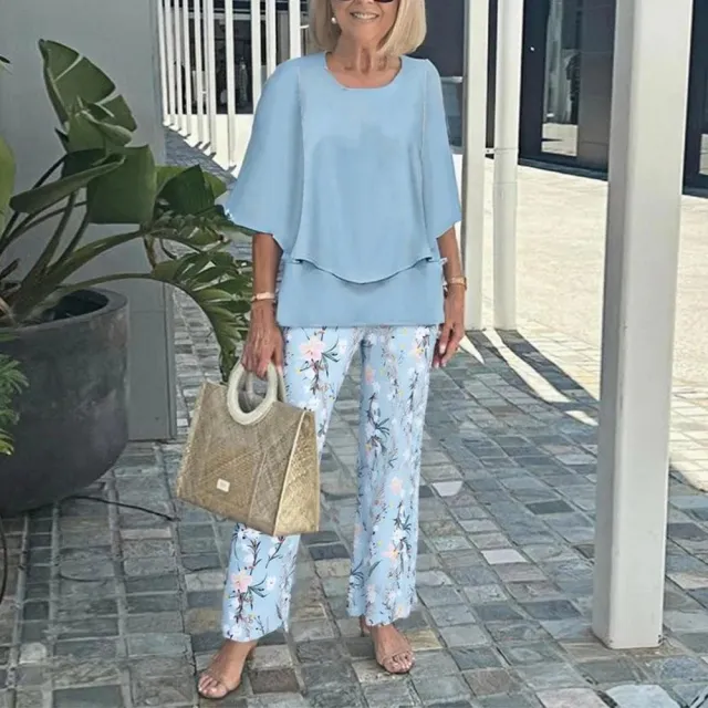 Trade Casual Round Neck Shirt With Half Sleeve Top Printed Floral Pants Suit 06 Style - Shop at LoveMi