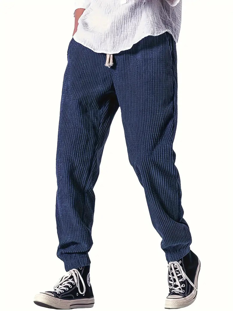 Mens Thickened Waffle-Weave Sporty Casual Pants For Fall Winter - Image 5
