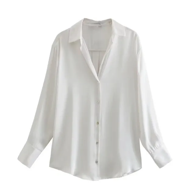 7 color Silk Satin Blouse Top White - Shop at LoveMi