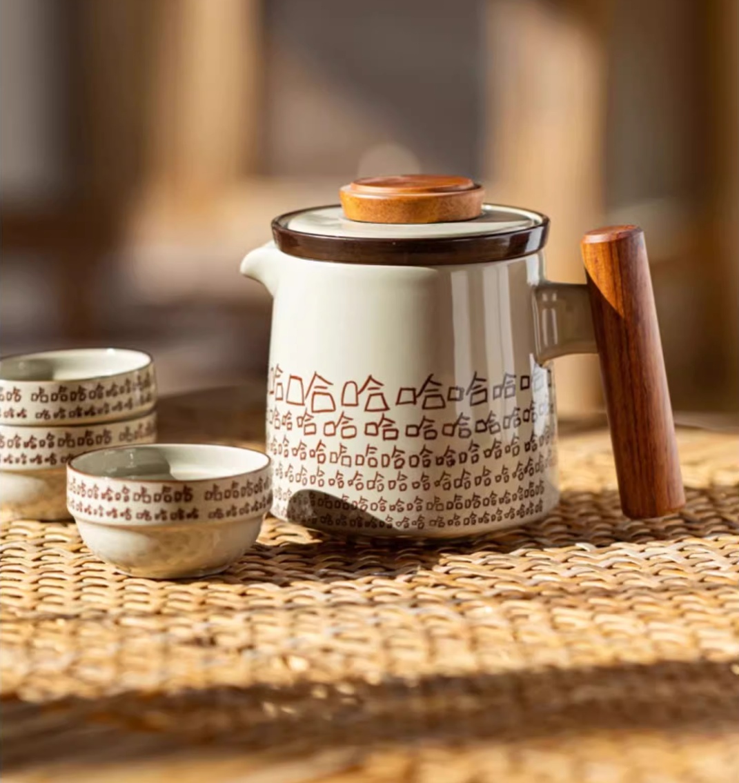Tea Water Separation Ceramic Travel Tea Set Teapot