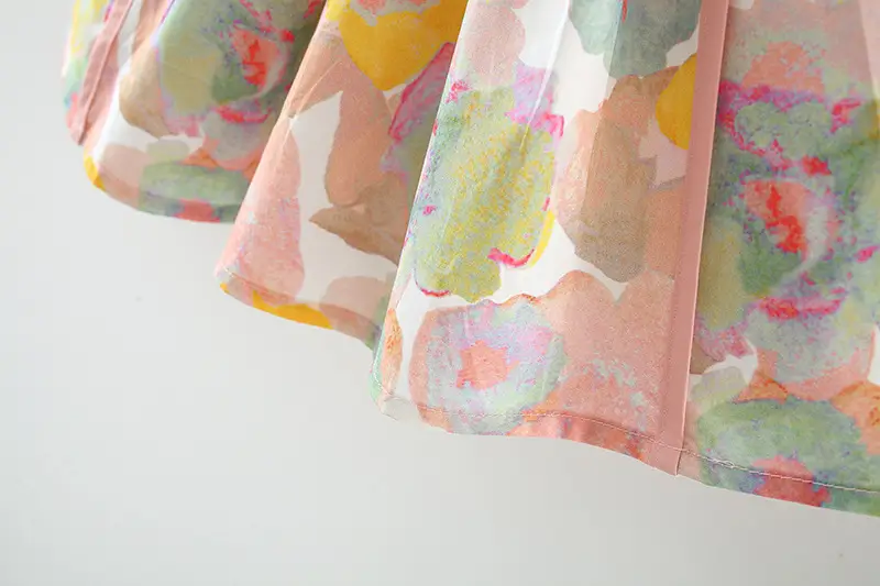Sleeveless Girls New Printed Sling Backless Cotton Fashionable Princess Dress