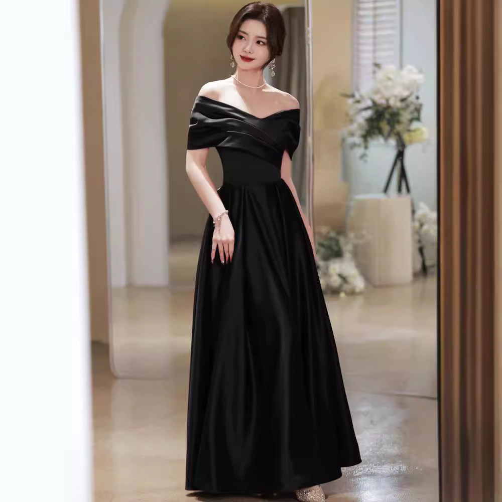 Off-shoulder Banquet Temperament Engagement License Host Evening Dress
