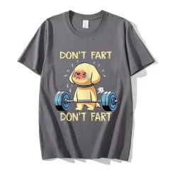 No Fart Funny Weightlifting Dog Pattern T-shirt Premium - Dark Grey - View 1