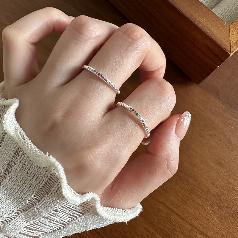 Fashion Rainbow Zircon Ring Female Simple