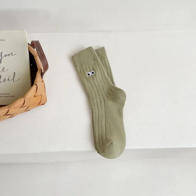 Japanese Autumn Winter Retro Embroidered Mid calf Ins Socks Mustard Green - Shop at LoveMi