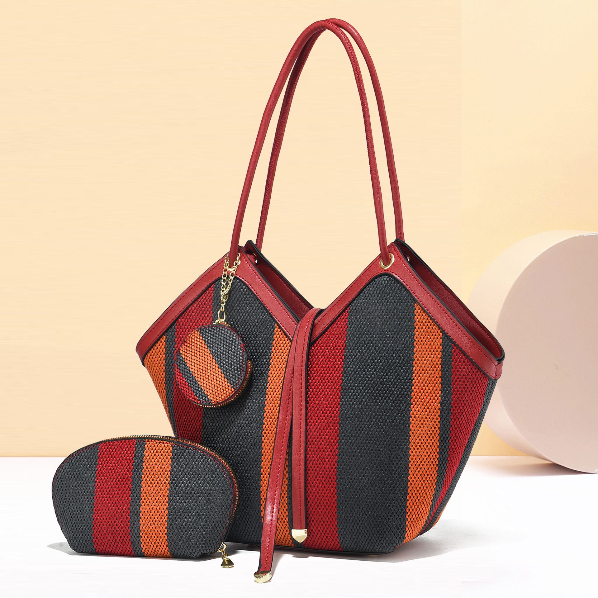 Stylish High-capacity Tote Bag With A Trendy Color-block Design