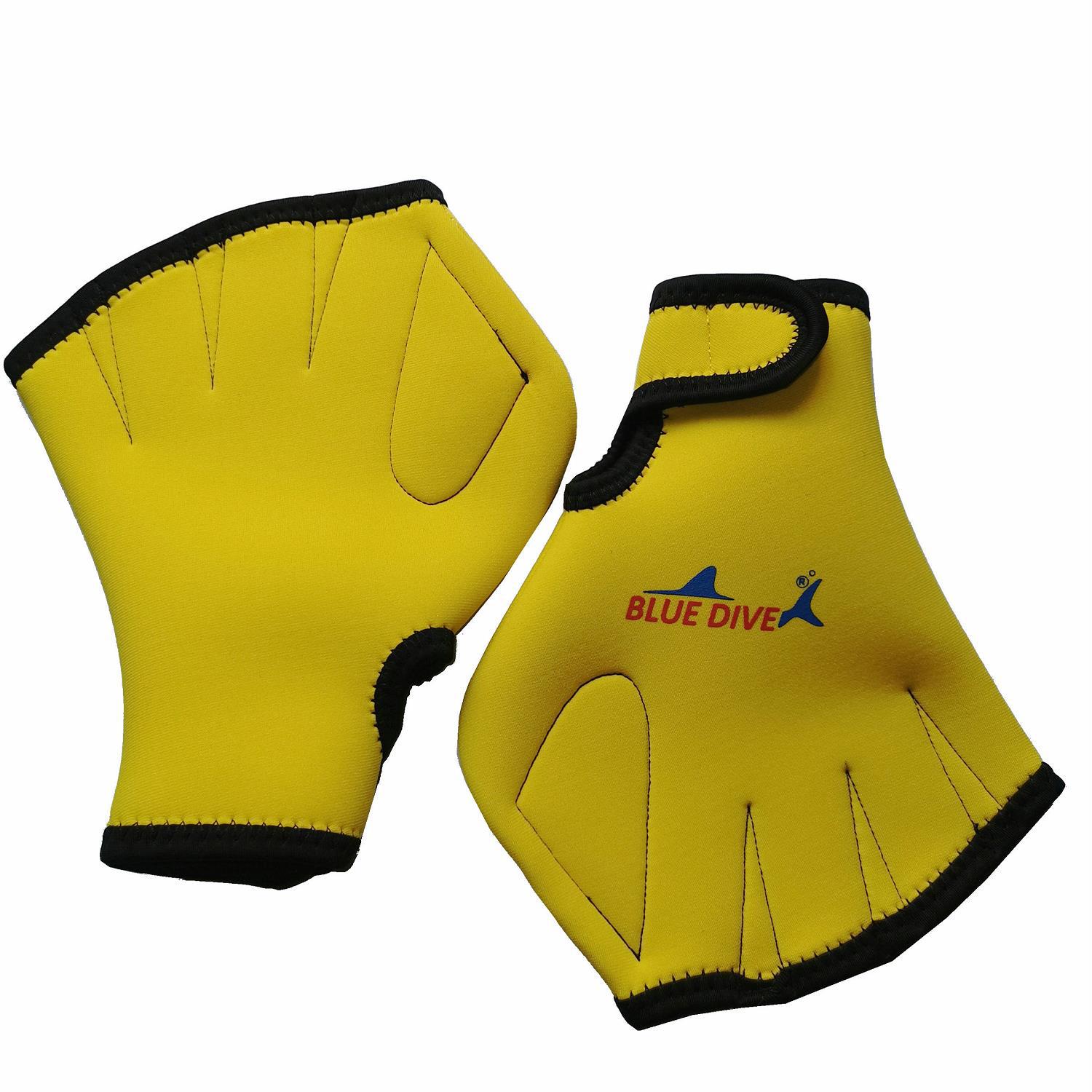 Neoprene swimming paddling duck feet gloves (black-average