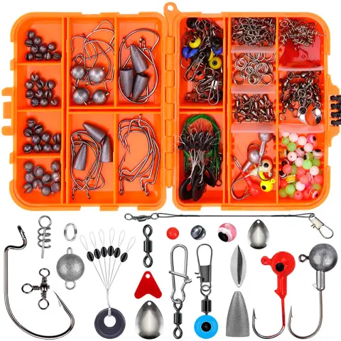 Weihe 257 Pieces Lure Fishhook Accessories Suit Texas Fishing