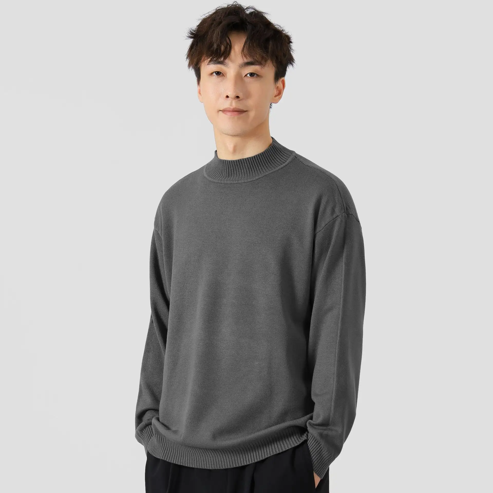 Solid Color Loose Inner Wear Leisure Warm Bottoming Long-sleeved Sweater