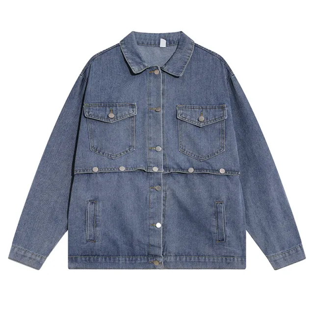 Removable Workwear Short Coat Women's Denim Jacket Blue - Shop at LoveMi