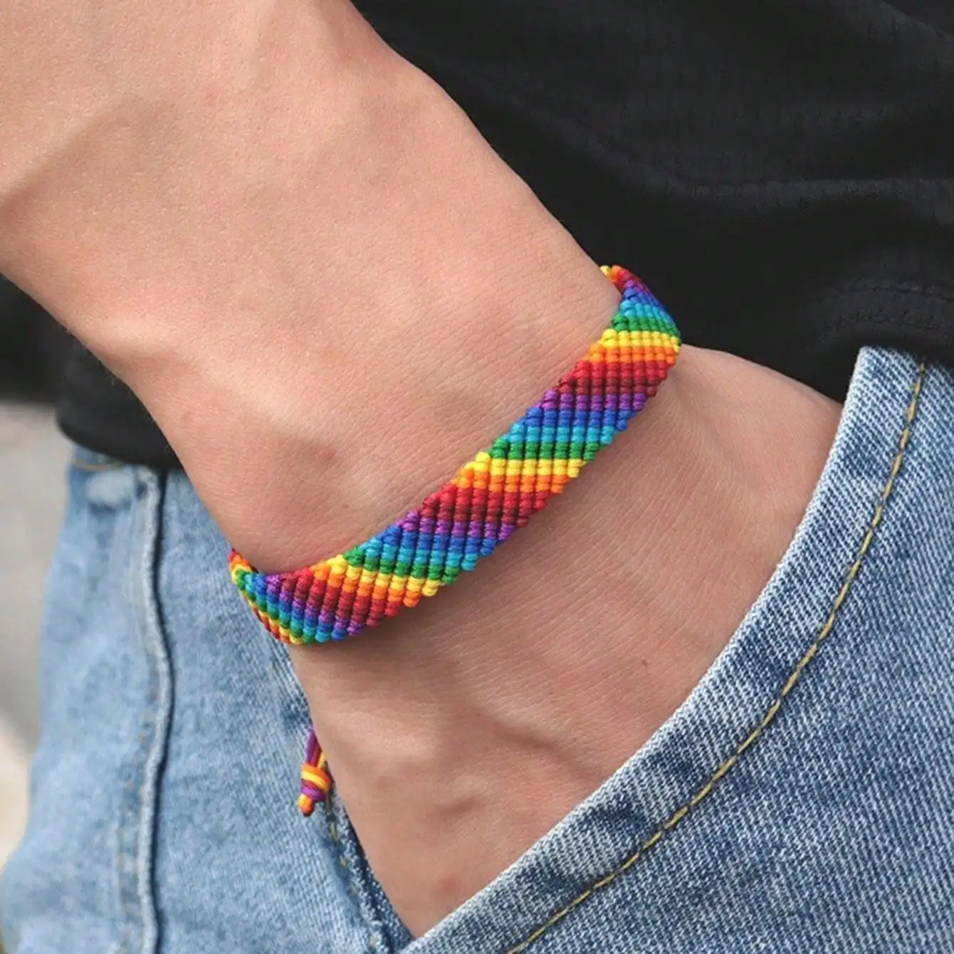 Rainbow Braided Friendship Bracelet Colorful Nylon Cord