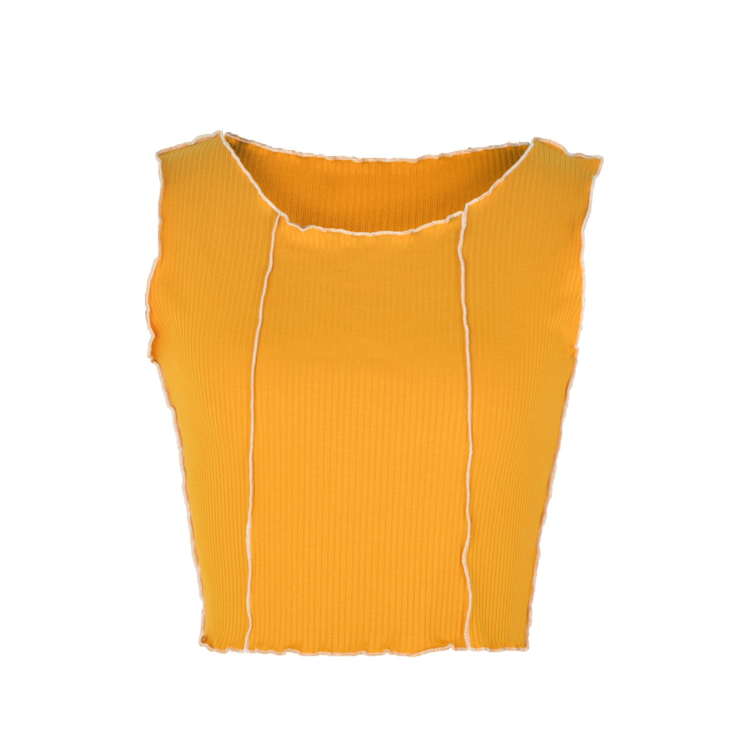 Color Contrast Patchwork Women's Vest Fashion Round Neck