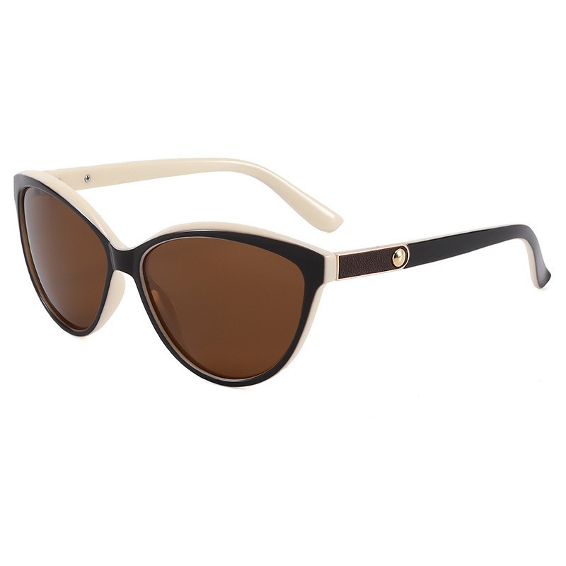 Fashionable Polarized Personalized Leather Inlaid Light Luxury Cat Eye Sunglasses