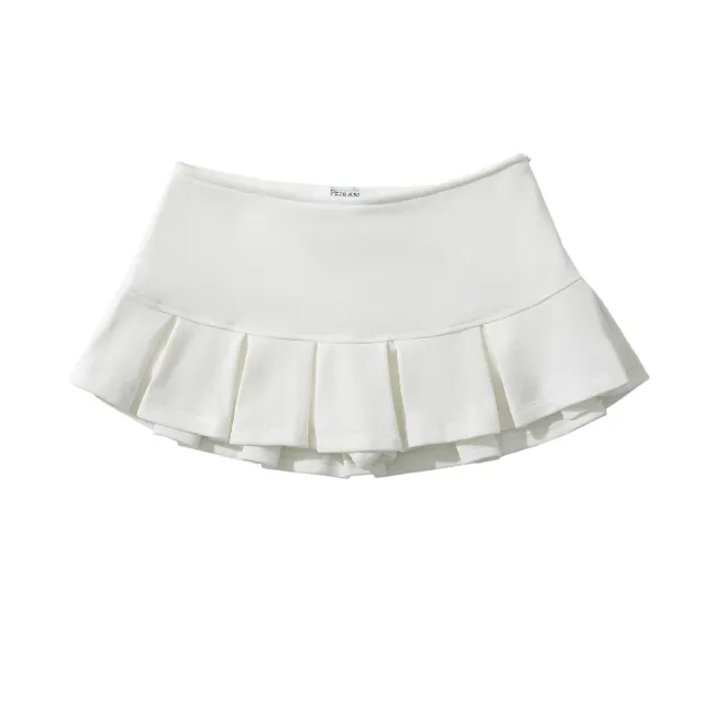 American Style Sexy Low Waist Pleated Miniskirt White - Shop at LoveMi