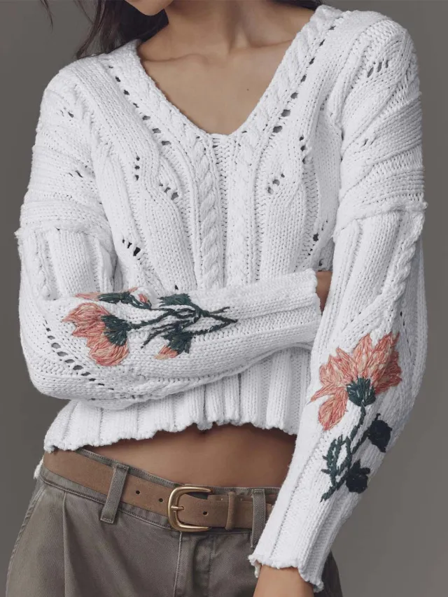 Idle Style Short Long sleeved Sweater Top White - Shop at LoveMi