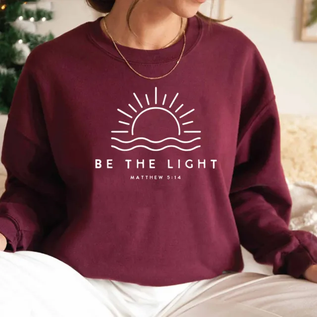 Women's Fleece lined Crew Neck Sweater Plain Slogan Printing Wine Red - Shop at LoveMi
