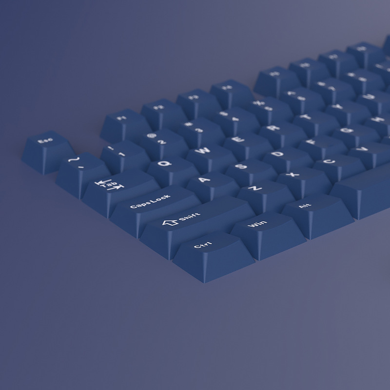 PBT Material Carved Height Two-tone Blue Key Cap