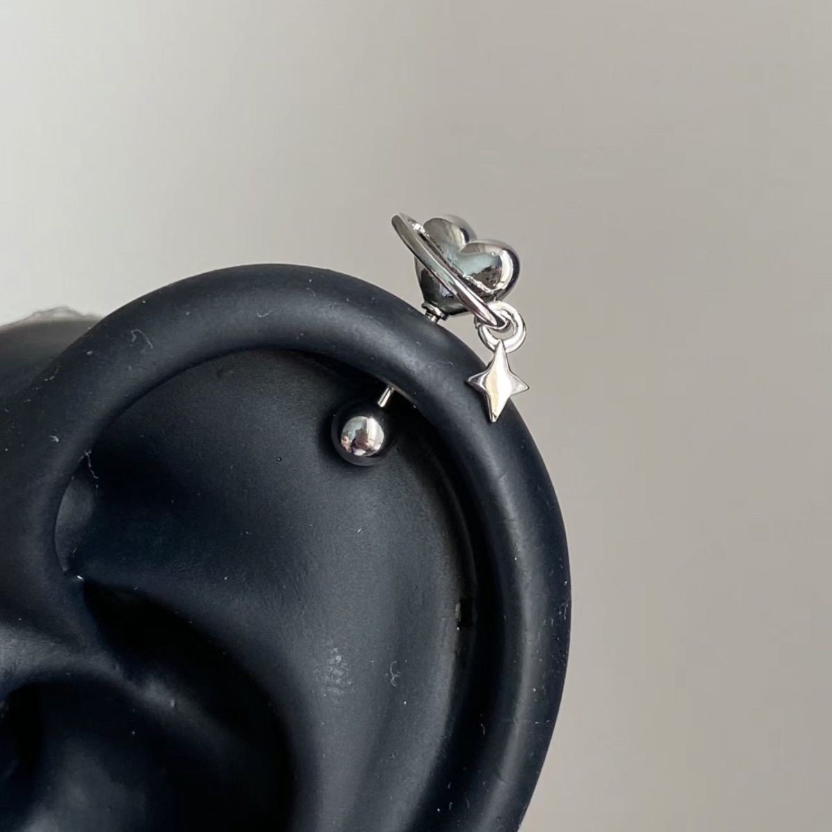 Sweet Cool Love Planet Pendant Titanium Steel Ear Bone Stud