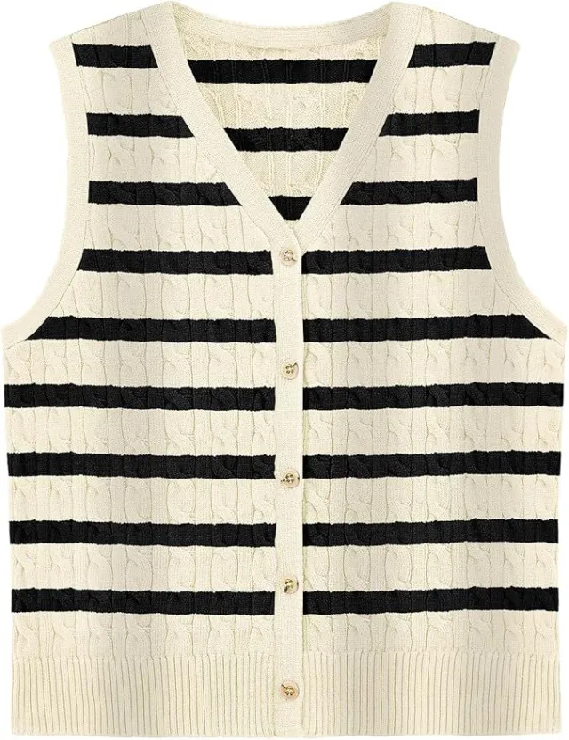 European And American Women's Fashion Sweater Vest Twisted Knitted Short Apricot Black - Shop at LoveMi