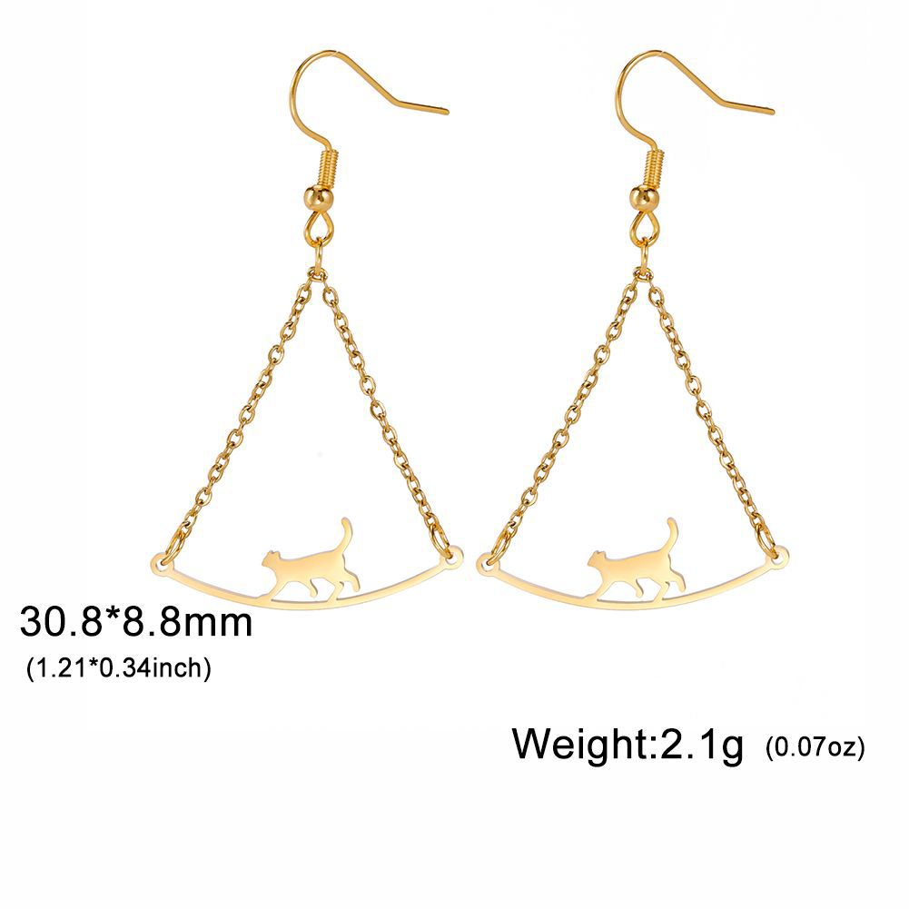 Women's Cat Stainless Steel Pendant Earrings