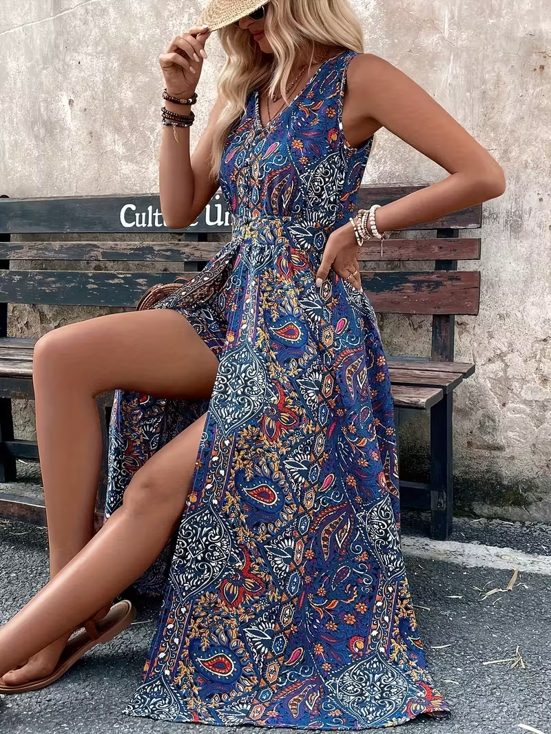 Women's printed sleeveless jumpsuit – additional color and style view