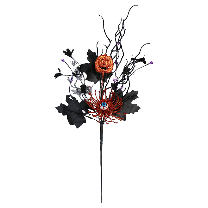 Halloween eyeball pumpkin pick ornament (black)