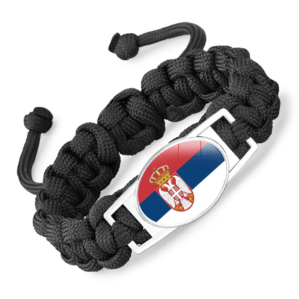 Flag-pattern Woven Adjustable Paracord Bracelet