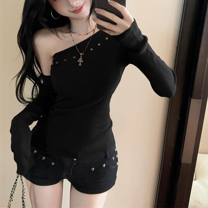 Women's Rhinestone Long-sleeved Sweater Top