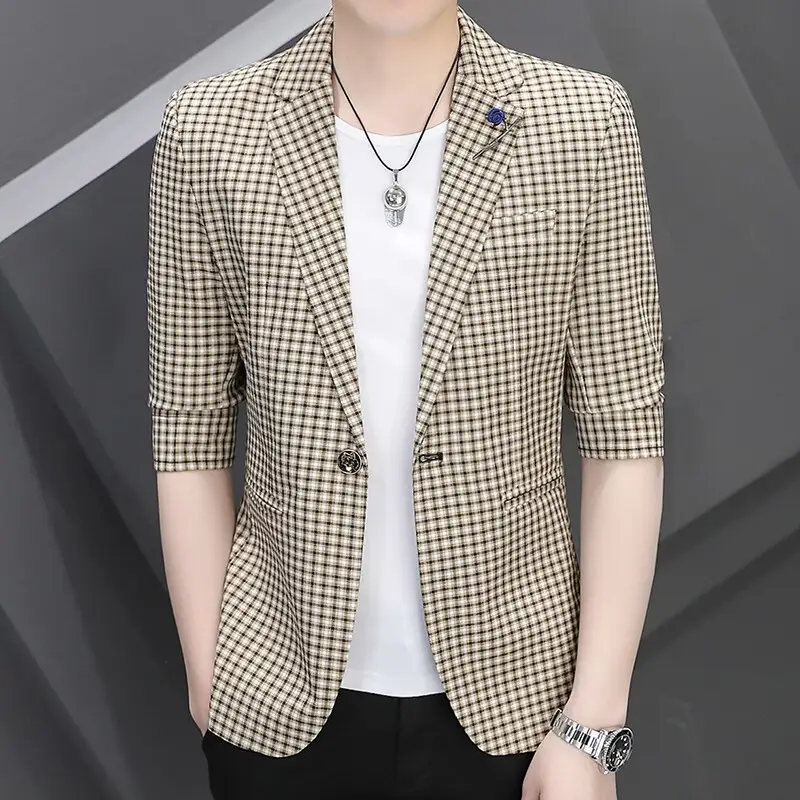 Hairdresser-printed Three-quarter-sleeve Blazer