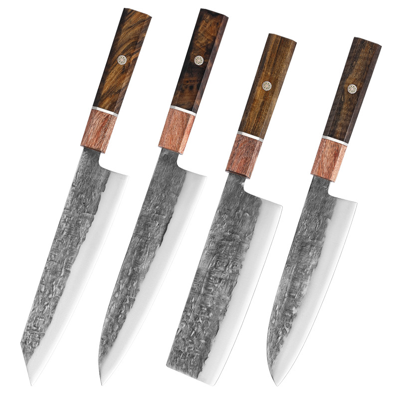 Santoku Knife Octagonal Handle Hammer Pattern Stainless Steel Cut Small Kitchen Knife