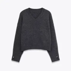 New Stylish Versatile Soft Button-front Knit Sweater - View 1