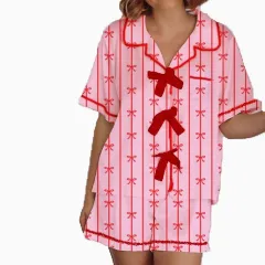 Heart Printing Short-sleeved Shorts Casual Suit Women's Homewear - Small Bowknot-S - View 1