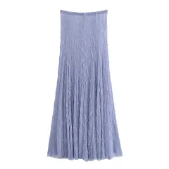 Women's Sexy Transparent Lace Laminated Top Long Skirt Suit - Skirt - View 1