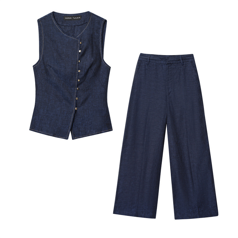 Summer Women's Double Breasted Vest Casual Trousers