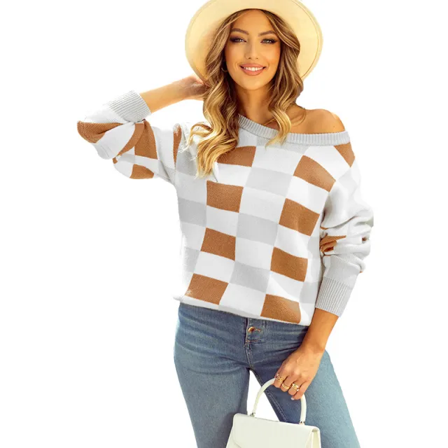 Women's Color Matching Thermal Knitting Pullover Lc2725680 Khaki - Shop at LoveMi