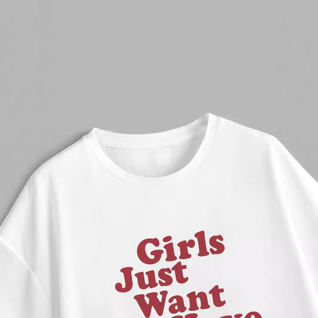 Women's Loose Casual Fashion Letters Short Sleeve T-shirt Top Summer