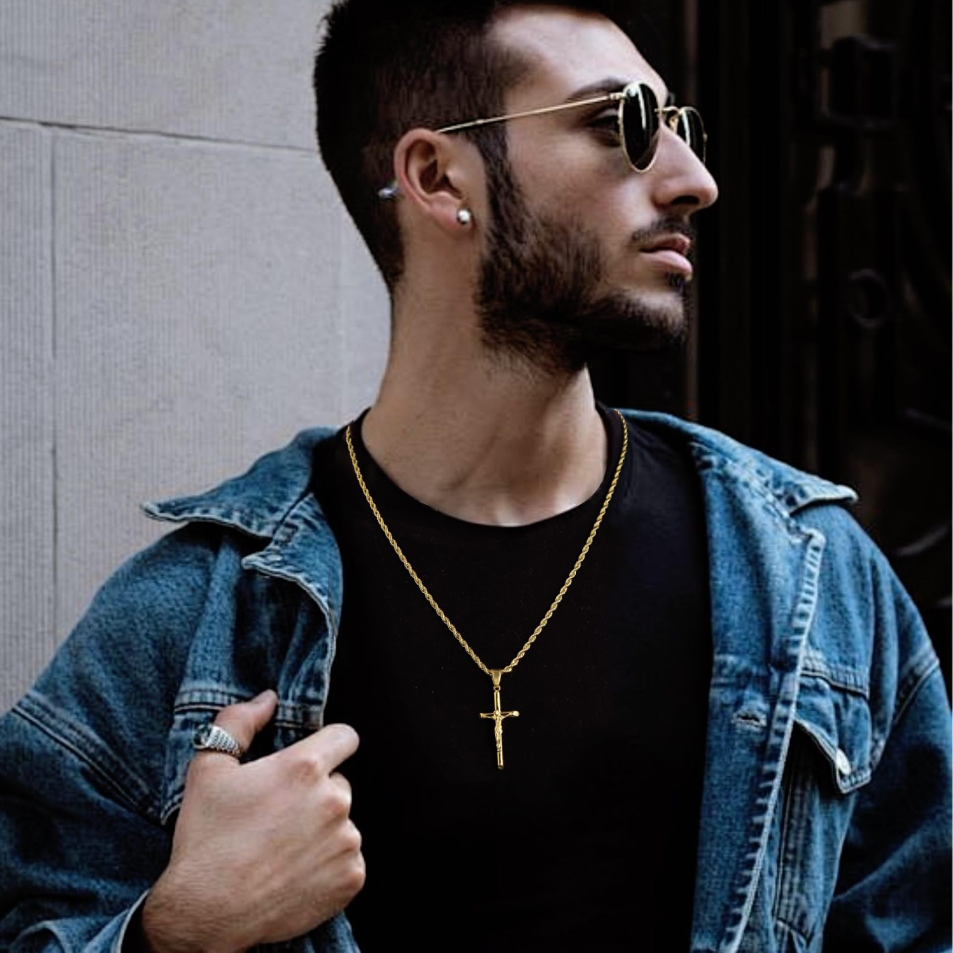 European And American-style Cross Stainless Steel Necklace