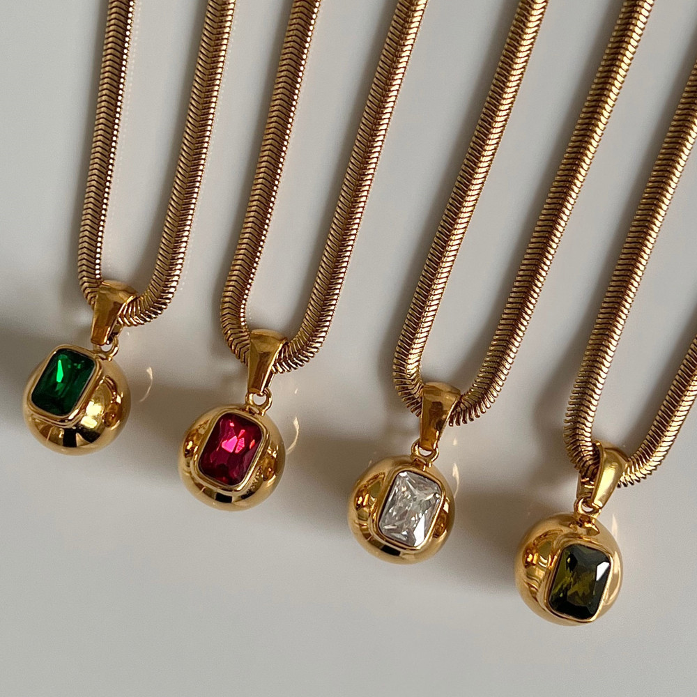 High Color Retention Vacuum Plating Titanium Steel Zircon Pendant Necklace