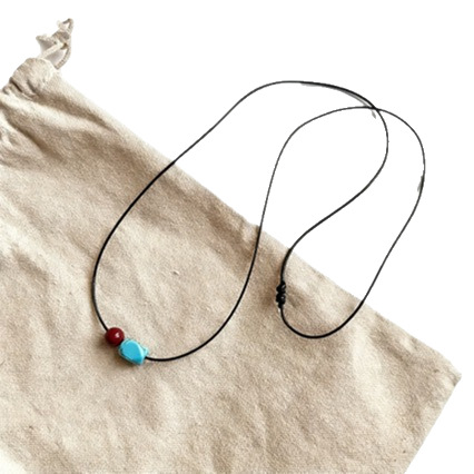 Turquoise Pendant Blue Beaded Necklace For Women