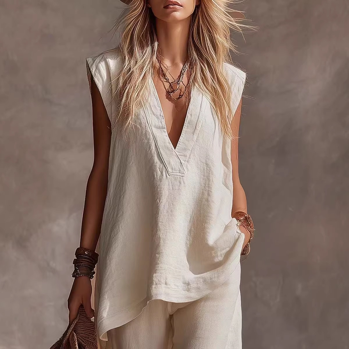 Solid-color Casual Comfortable Vest With Side Pockets thumbnail 3